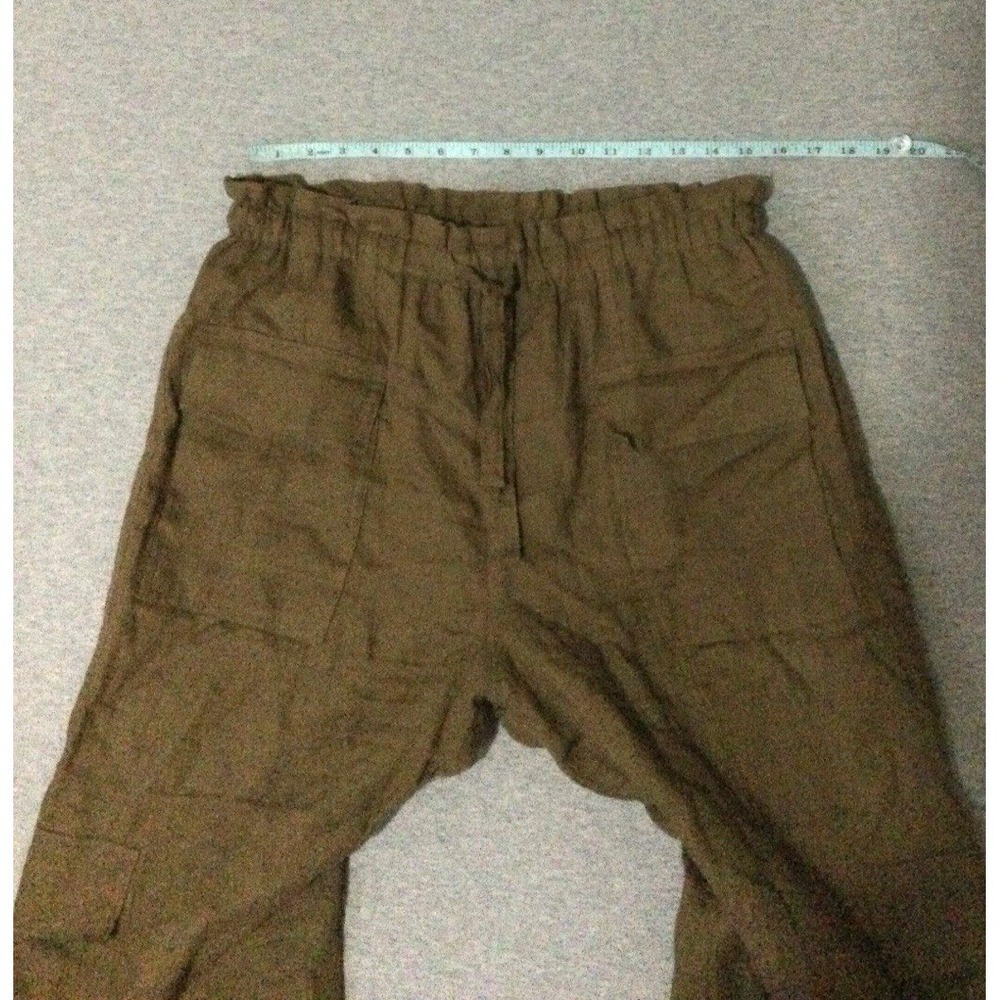 Magaschoni deep olive women SZ Large 100% Linen pants - Picture 10 of 15